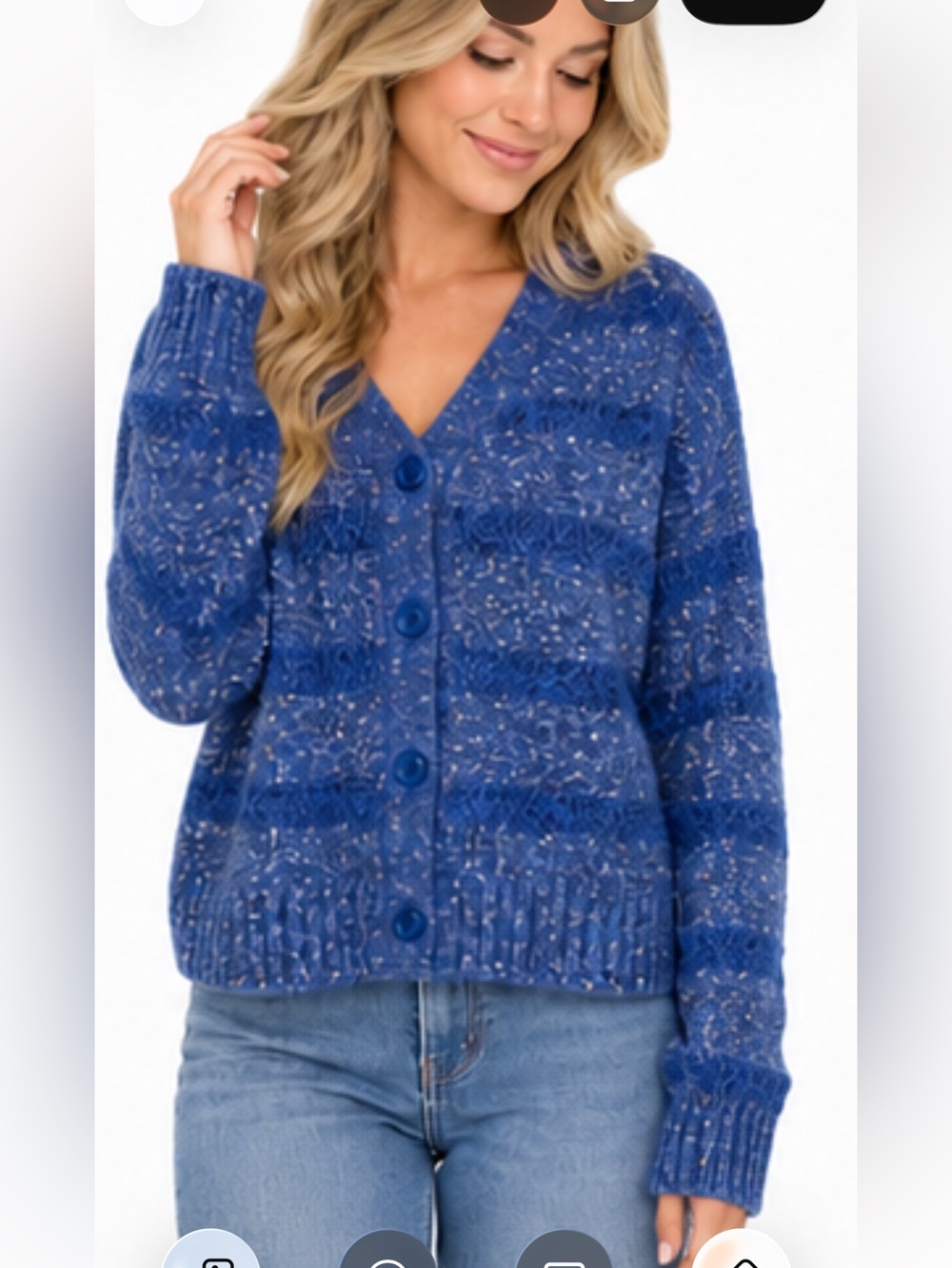 Handmade Blue Chunky Knit Cardigan